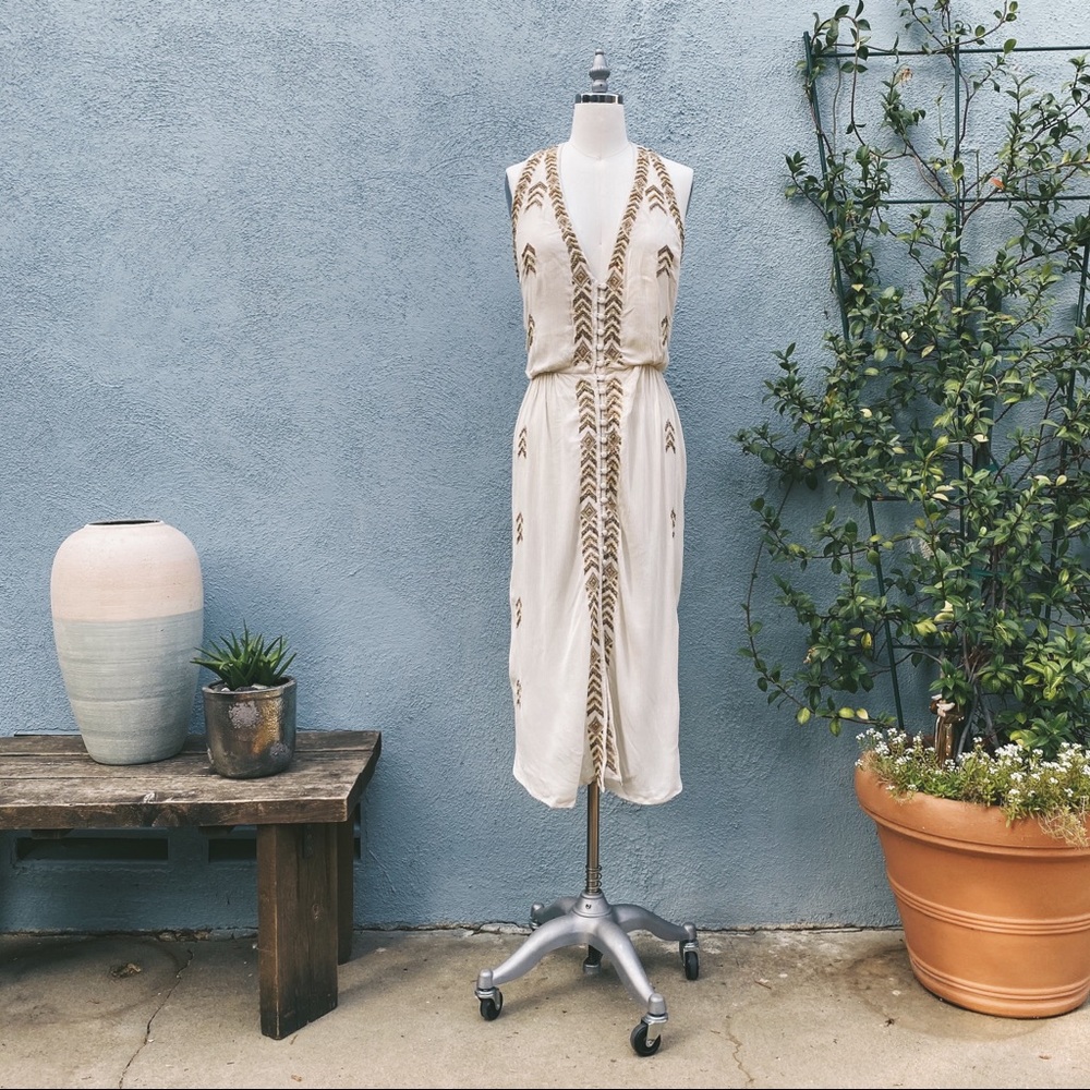 FREE PEOPLE BEADED BOHO HALTER DRESS